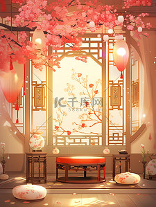 新中式家具装饰家居插画16