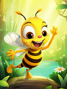 蜜蜂昆虫插画图片_可爱的小蜜蜂儿童绘本插画14