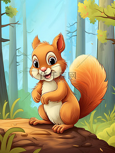 一本是书插画图片_森林里一只可爱的小松鼠6