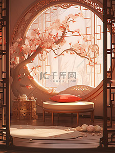 中式家具插画图片_新中式家具装饰家居插画9