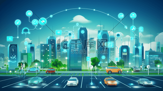 智慧城市科技插画图片_彩色科技感智慧城市插图3