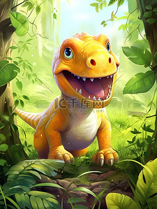 恐龙世界卡通插画图片_森林的恐龙霸王龙3