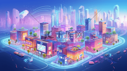 25D数字化智慧城市插画3