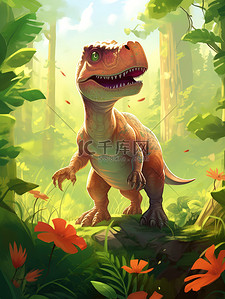 恐龙蛋李插画图片_森林的恐龙霸王龙8