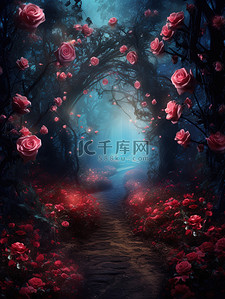 玫瑰花库插画图片_迷雾森林玫瑰庄园童话绘本2