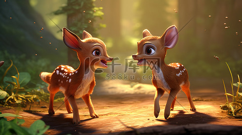 森林里两只可爱小鹿11