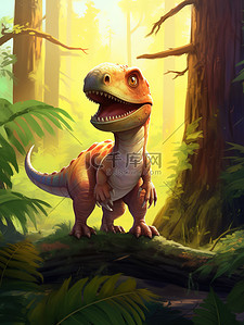 恐龙森林插画图片_森林的恐龙霸王龙4