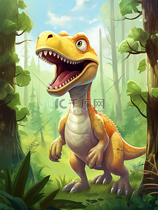 恐龙森林插画图片_森林的恐龙霸王龙13