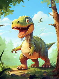 恐龙森林插画图片_森林的恐龙霸王龙9
