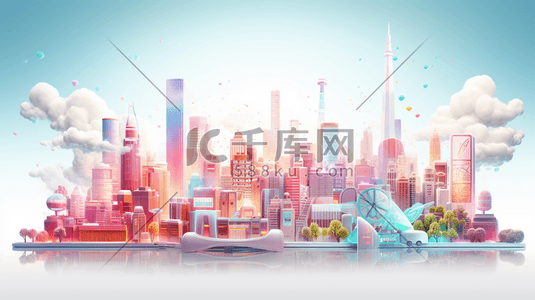 科技感智慧城市插画图片_彩色科技感智慧城市插图11