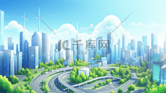 智慧城市科技插画图片_彩色科技感智慧城市插图4