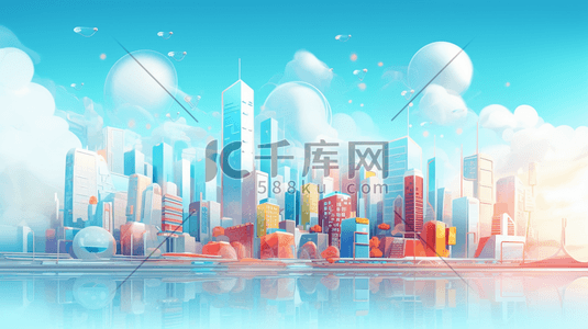 科技感智慧城市插画图片_彩色科技感智慧城市插图6