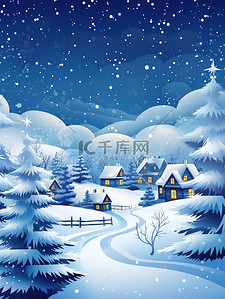 冬季的雪景寒冷天气圣诞冬季景色2