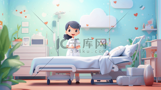 3D立体医院场景插画5