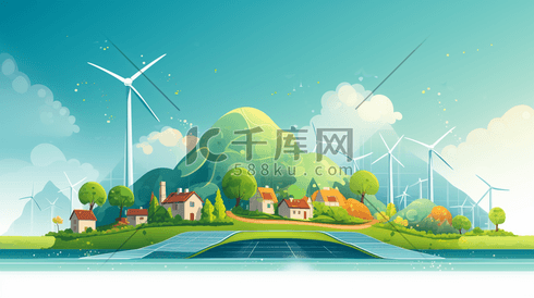 大自然环保新能源插画9