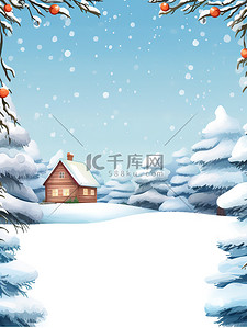 白雪覆盖的屋顶树雪人圣诞景观17