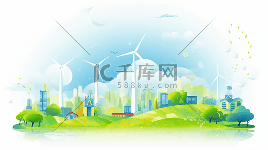 新能源电池ppt插画图片_扁平化环保新能源插画12