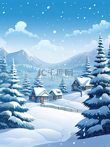 圣诞9插画图片_冬季的雪景寒冷天气圣诞冬季景色9