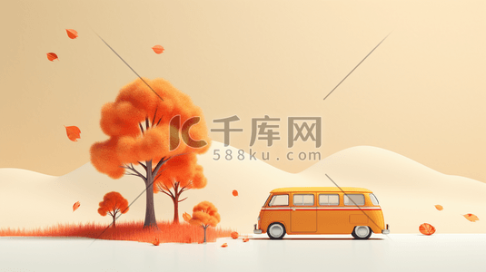 橙色秋季旅游插画30