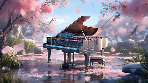 玫瑰花海中的钢琴5