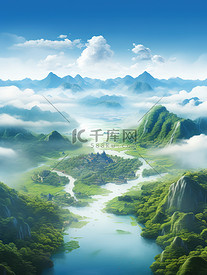 青山绿水云雾中国壮丽风景19