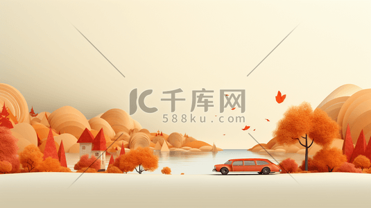 橙色秋季旅游插画14