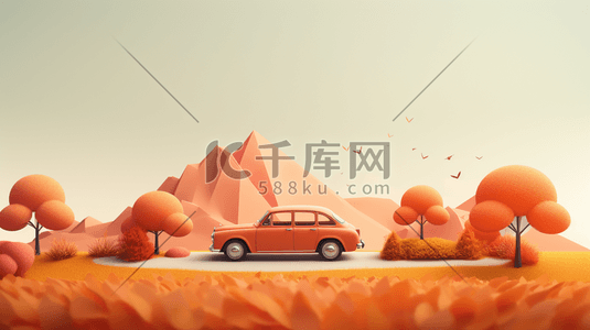 橙色秋季旅游插画17