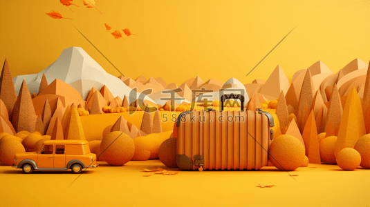 橙色秋季旅游插画28