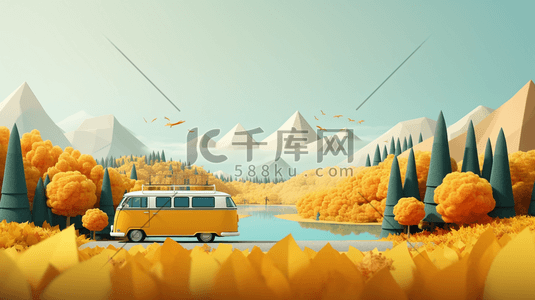 橙色秋季旅游插画32