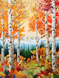 秋天树木白桦树剪纸艺术18