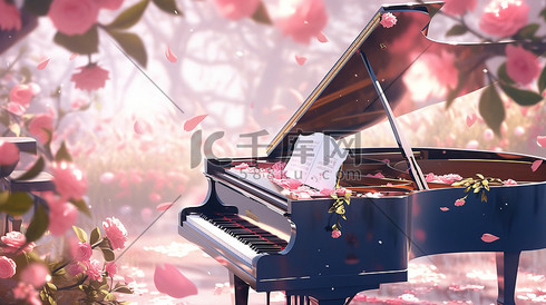 玫瑰花海中的钢琴12