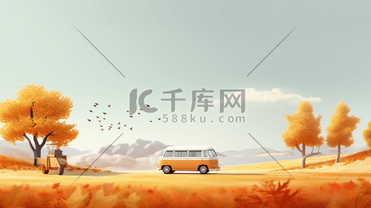 橙色秋季旅游插画26