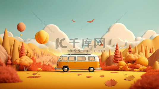 橙色秋季旅游插画11