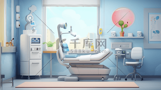 3D立体可爱医院病房场景插画3