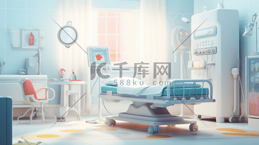 3D立体可爱医院病房场景插画11