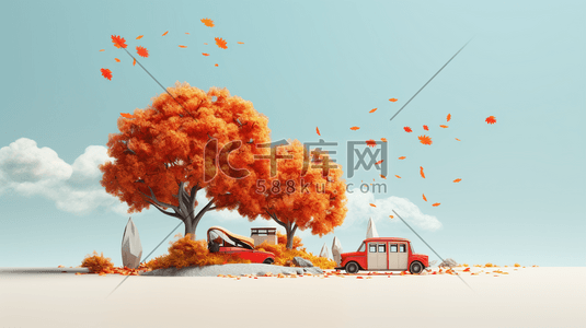 橙色秋季旅游插画6