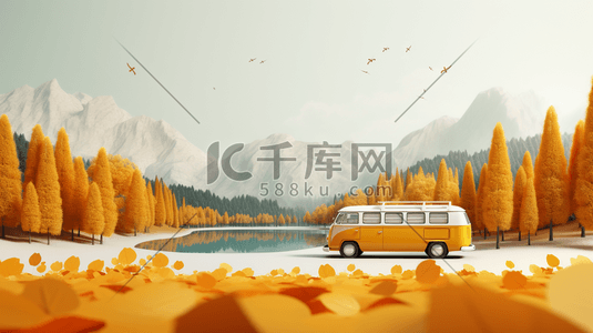橙色秋季旅游插画29