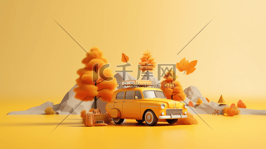 橙色秋季旅游插画16