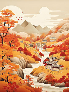 秋天象征山水树木河流远山3