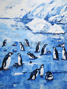 南极的插画图片_南极冰川可爱的小企鹅场景14