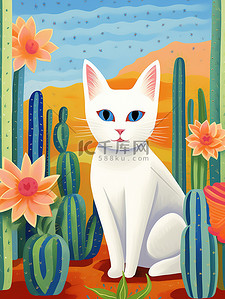 儿童故事书风格可爱白猫插图7