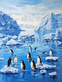南极冰川可爱的小企鹅场景3