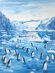 南极冰川可爱的小企鹅场景19