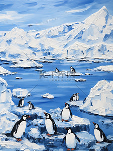 ai南极插画图片_南极冰川可爱的小企鹅场景7