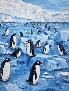 南极冰川可爱的小企鹅场景1