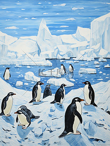 南极冰川可爱的小企鹅场景8