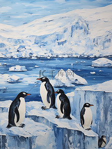 ai南极插画图片_南极冰川可爱的小企鹅场景17