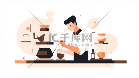 扁平化冲咖啡的办公人士插画9