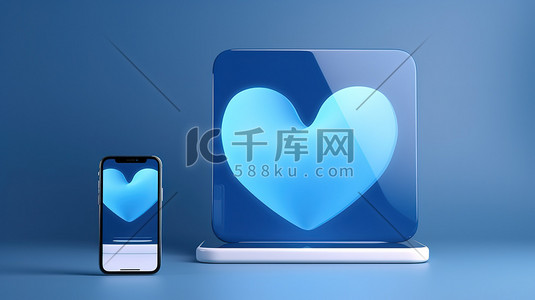 手机手机图标插画图片_七夕社交平台爱心图标电脑模型14