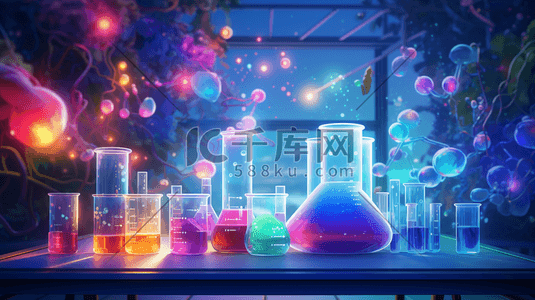 化学仪器插画图片_幻彩科学实验室化学仪器插画9